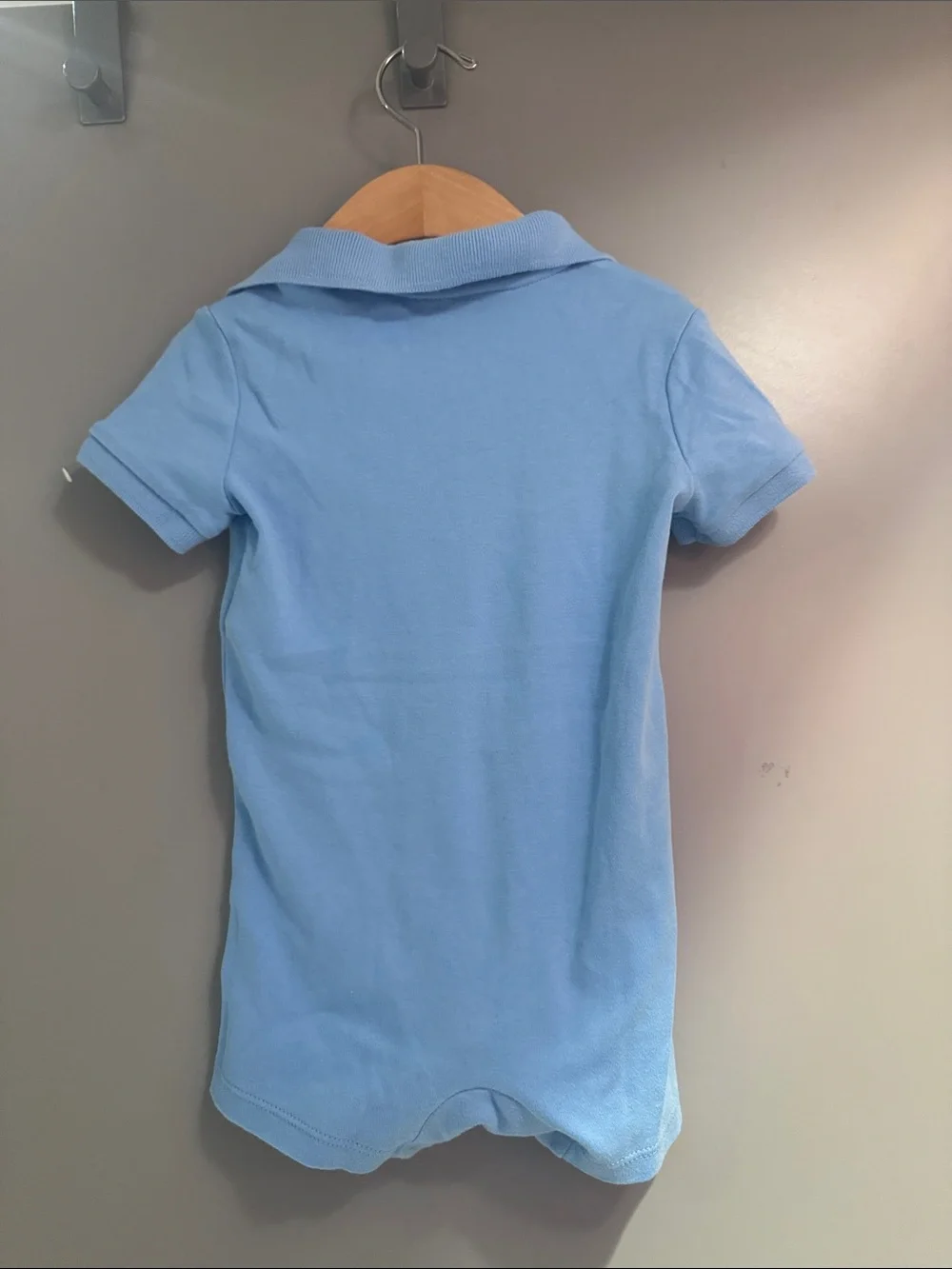 Ralph Lauren Light Blue Polo Romper with Navy Pony